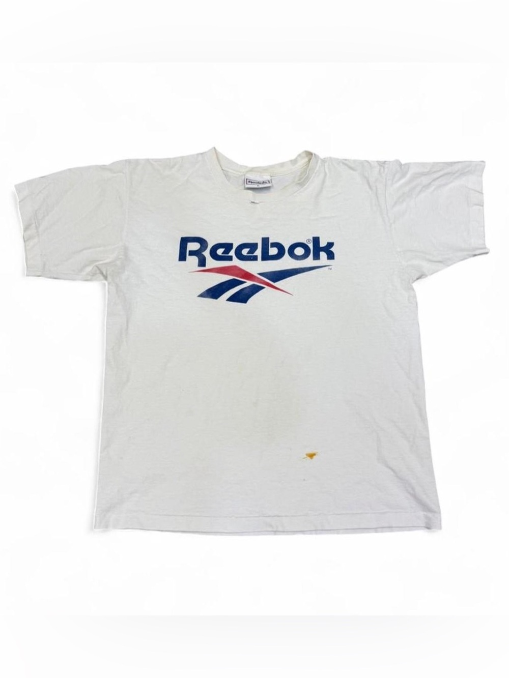 Vintage 80s Reebok White Short Sleeve Logo Tee with Navy and Red Accent